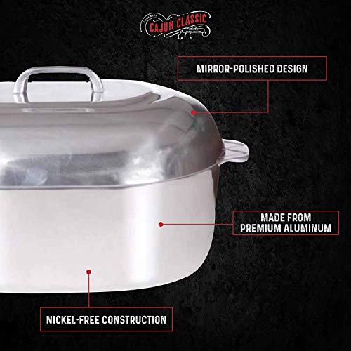 Cajun Cookware Aluminum Roaster Pan With Lid - 15-Inch Roasting Pot - Easy To Clean Oval Cookware #TOP1
