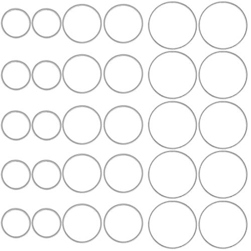 OBSEDE Hollow Stainless Steel Charms Pendants Circle Shape Frame Jewelry Findings Bezels for DIY Crafts Earring Necklace Making 60pcs, 0.47-0.79inch
