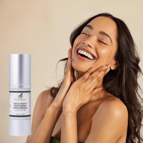 M.D. Blend Day & Night Anti-Aging Face Moisturizer Cream, Matrixyl 3000, Nourishing & Hydrating for Women's & Men's Face Moisturizer Night Cream Smooths Lines & Stretch Marks, 30 ml Airless Pump, 1 Oz
