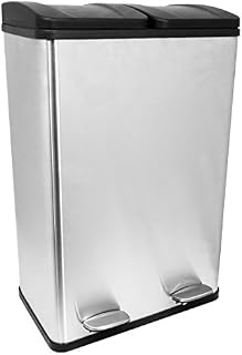 Charles Bentley 60L Stainless Steel Recycle Pedal Bin with 2 Compartments
