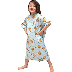 3 Pack – Pedatric IV Gown, Woven, 100% Polyester, Lazy Lion Blue Background (4 to 6 Year Old)