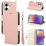 対応 iPhone 17 用の ケース 手帳型 いphone17 用の スマホケース アイフォン 17 用の 職人仕様 手縫い革ケース 手帳スタンド機能付き 財布型 360度保護 耐衝撃 カード収納 レザー 多機能 ベルトループ付き‌ おしゃれ 携帯カバー ピンク CEKAP17PG