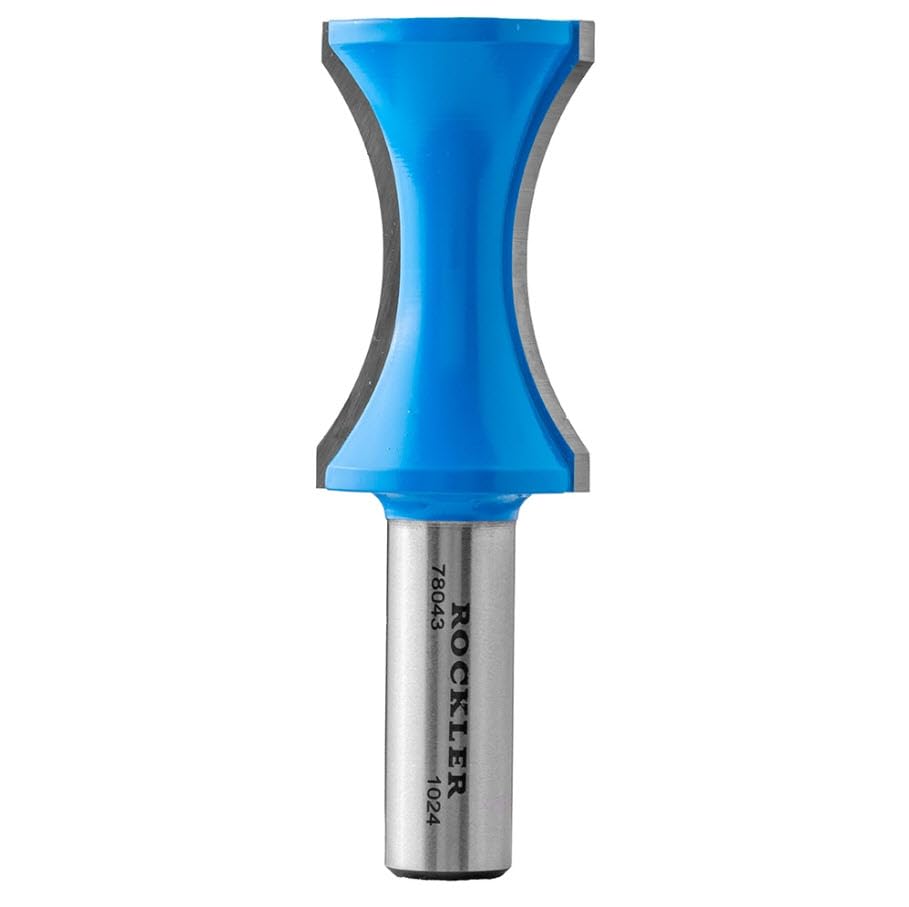 Rockler Fingernail Router Bit 1.1'' Dia x 1-13/16''H x 1-5/16''R x 1/2'' Shank - Carbide Finger Pull Router Bit for Stair Treads, Shelves, Mantels, Table Tops & Cabinet Doors.