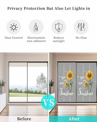 Vinilo decorativo para ventana con diseño de girasoles y privacidad, 19.6''x39.3'' miniatura 5