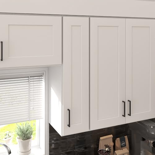 Image of Furinno Shaker 1-Door-2 Shelves Wall Kitchen Cabinet, Ready to Assemble, 12 D x 9 W x 36 H, White