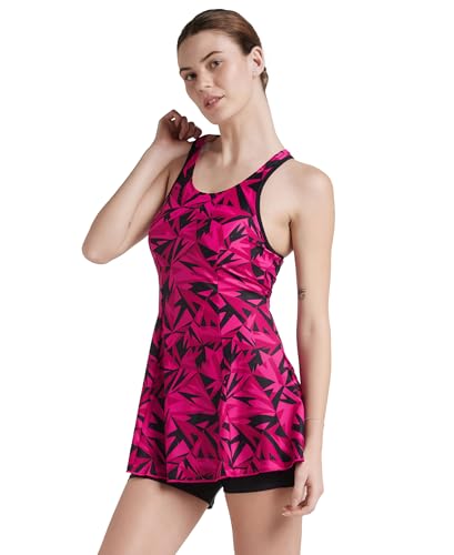Image of Speedo Women's Printed Racerback Swimdress with Boyleg Swimming Costume