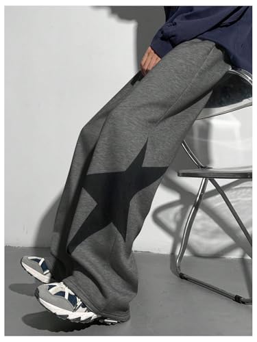SHENHE Boy's Baggy Sweatpants Wide Leg Star Graphic Drawstring Athletic Workout Pants Trousers4