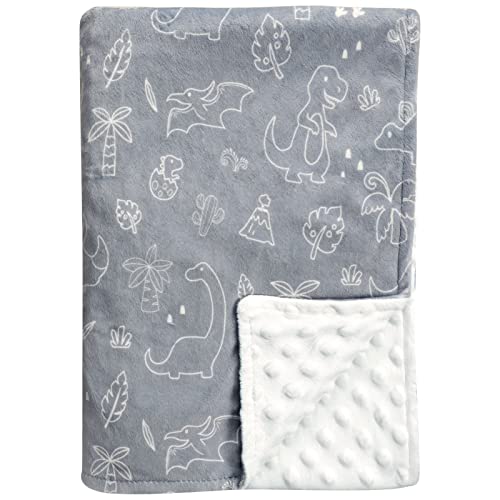 Image of Dinosaur Baby Blanket, Soft Warm Minky Baby Blanket for Girl and Boy, Toddler Baby Newborn Plush Dot Security Blanket for Nursery Stroller Infant Crib Blanket Unisex (40×30 in)