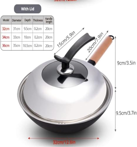 Wok profesional de acero-carbono, antiadherente y sin recubrimiento miniatura 6