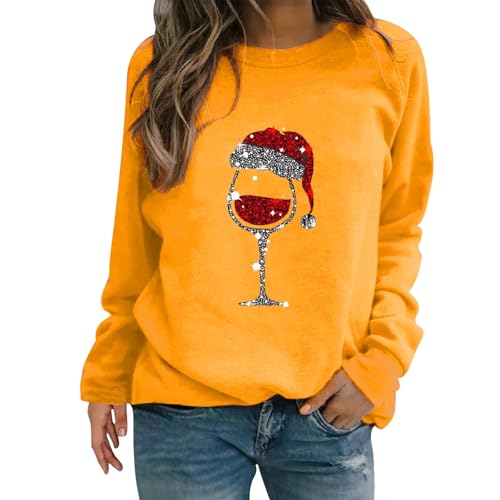 Weihnachtskleidung Damen Kitschig Weihnacht Shirts Baumwolle Christmas Sweater Sweatshirt Langarmshirt Große Größen Strickpullover Langarm...