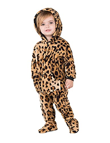 Footed Pajamas - Cheetah Spots Infant Hoodie Chenille One Piece - Infant - Large (Fits 6-12mos.)