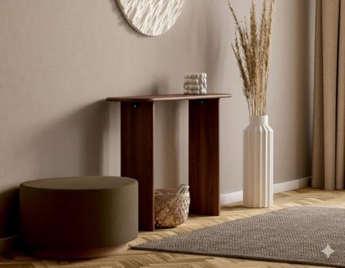 Image of Furniture Modern Solid Wood Console Table with Rounded Edges, Natural Finish, Minimalist Scandinavian Style Entryway Furniture Set for (Style 1, Natural, 140x30x70)