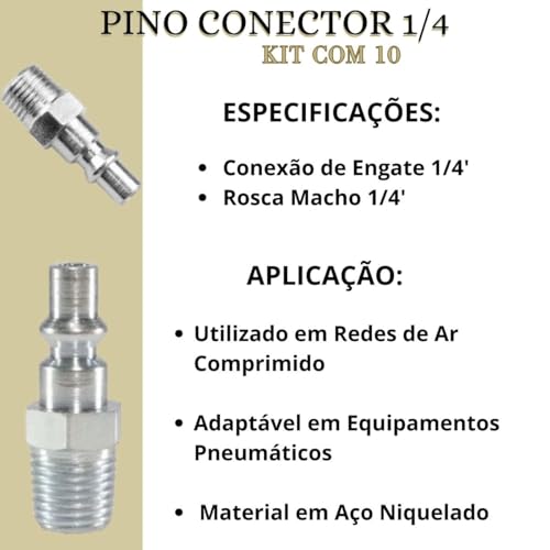 Pino Conector para Engate Rápido com Rosca Macho 1/4 - Alta Resistência e Durabilidade