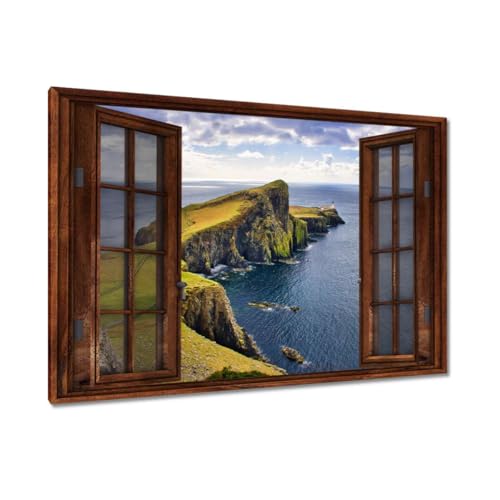 Peinture sur toile phare de 120x80cm de style marin pour grand mur