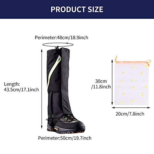 Leg Gaiters - Waterproof Hunting Boot Gaiters - Breathable Hiking Gaiters With Reflective Stripe, Shoe Gaiters For Hiking Walking Climbing Skiing #TOP6