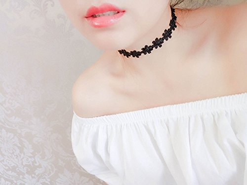 Shining Diva Fashion Jewellery Girls/Women's Black Fabric Lace Chokers Stylish Necklace Combo Set of 7 Pieces (cmb271) - Image 5