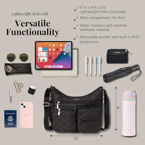 Image of Baggallini womens Everywhere Bagg Crossbody Women 11x9 Lightweight Nylon Hobo Water-resistant Travel Bag W /Rfid