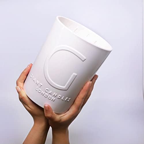 GIANT CANDLES London | 200 Hours | 1,900g XXL Ceramic Scented Luxury Candle | 4 Wicks | Gift Box | 100% Natural Vegan Soy Wax | by Giant Organics | Extra Large XL Big Candle | Scent: Silver Linen