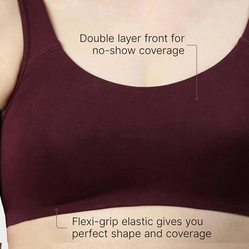 Image of Enamor Low Impact Women's Cotton Easy Everyday Bra - All Day Comfort Non Padded, Wirefree, High Coverage - SB06