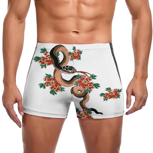 Short de bain homme imprimé fleur de serpent au design ajusté haut de gamme