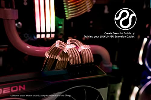 50cm Cavo di Prolunga di Alimentazione Rivestito in Silicone e Metallo Morbido e Flessibile per Instradare GPU e CPU Con Kit a Pettine| 1x24P(20+4)| 1x8p(4+4) CPU| 2x8p(4+2) GPU| 500mm - Rosa - Alimentatore - Immagine 4