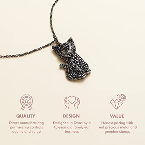 SCAMPER & CO Cat Cubic Zirconia Kitty Charm Pendant Necklaces for Women - Genuine Gemstone with Elegant Backplate, Premium Plated Sterling Silver Necklace for Women Secure Easy Closure 18 to 20 inch4