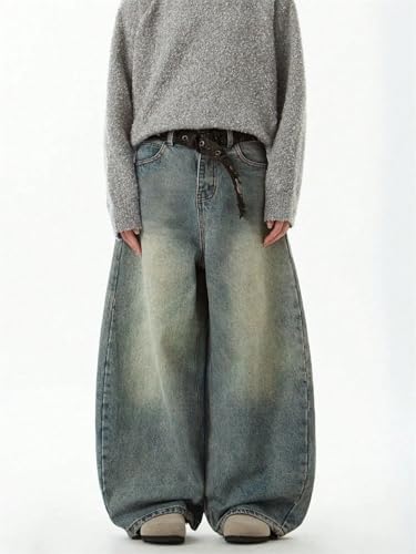 Men's Wide-Leg Denim Pants Baggy Vintage Jeans4