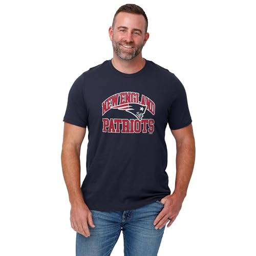 New England Patriots Arched Wordmark Primary Color T-Shirt - Medium Navy