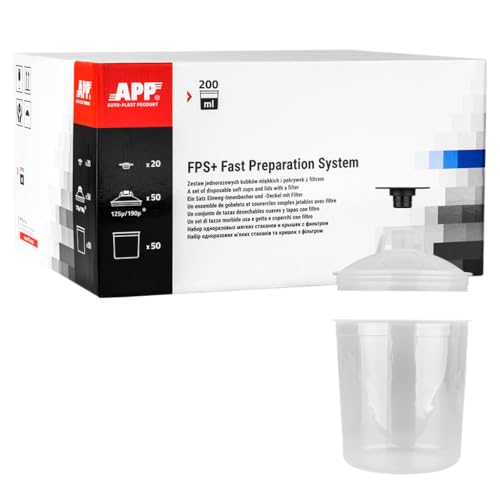 Gobelet plastique pistolet peinture 200 ML jetable avec couvercle à tamis 190 microns anti-impuretés