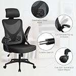 Yaheetech Ergonomic Office Chair, High Back Desk Chair with Headrest and Flip-up Armrest Lumbar Support for Home Office Meeting Room Study, Black - Image 5