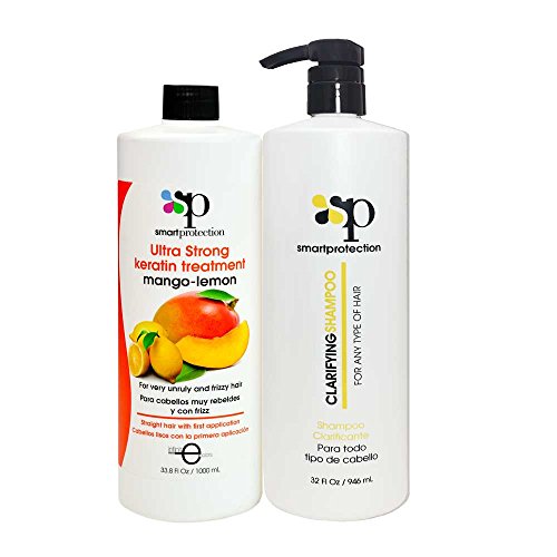 Mango-Lemon Ultra Strong Keratin Treatment with Clarifying Shampoo 33.8oz by Smart Protection