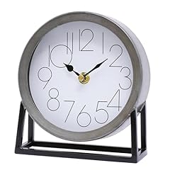 Modern Silvery Table Clock on Stand – Decorative Desk & Shelf Mantel, Farmhouse Non Ticking, Home photo Modern Silvery Table Clock on Stand – Decorative Desk & Shelf Mantel, Farmhouse Non Ticking, Home