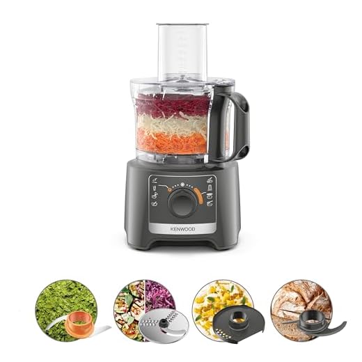 Kenwood Multipro Compact FDP31.020GY Modello 2023, Robot Tritatutto da cucina con 2 velocità di Lavorazione + Pulse, Ciotola da 2,1L, Tagliaverdure Elettrico per Tritare, Grattugiare e Impastare, 800w