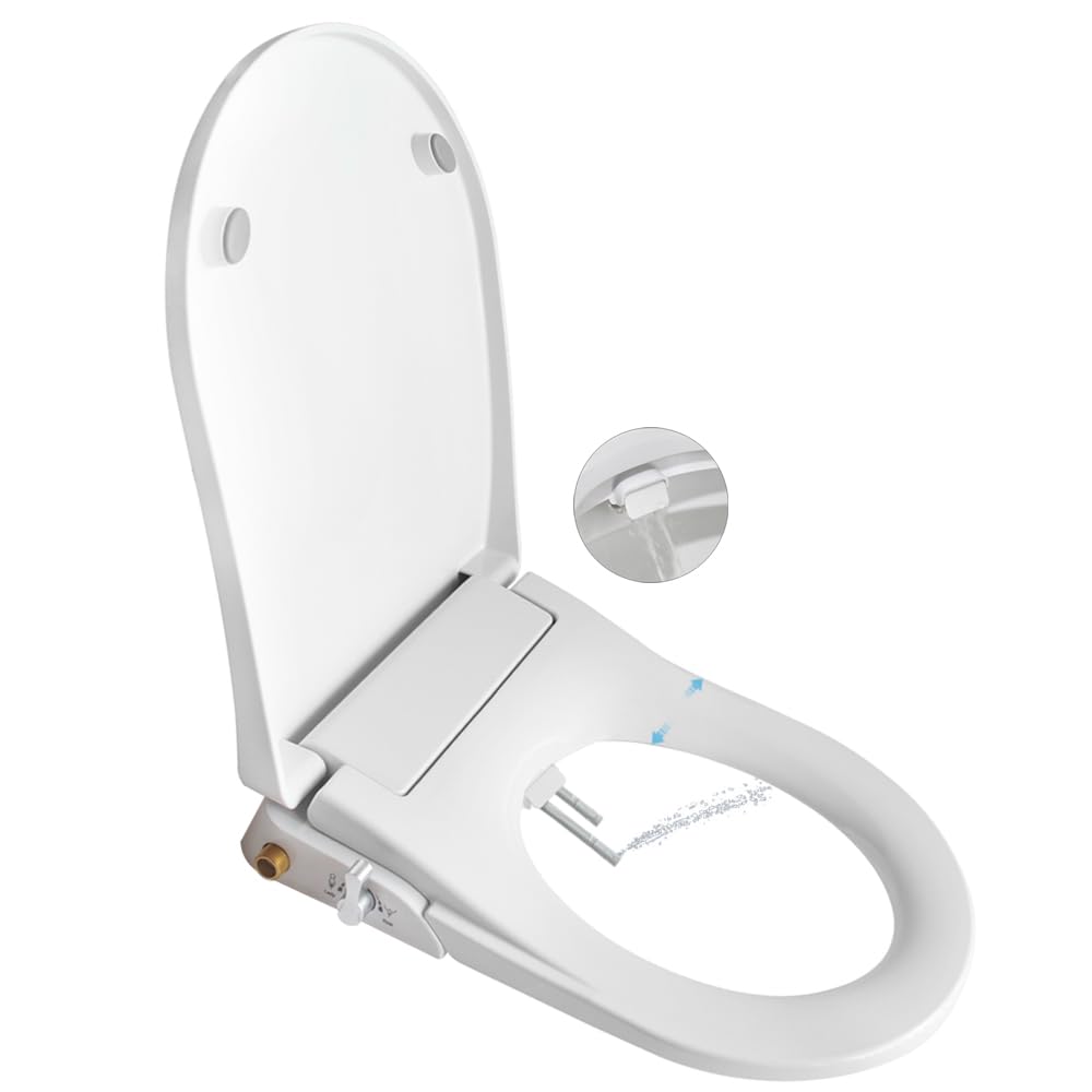 Sedili per bidet non elettrici con doppi ugelli autopulenti, parte posteriore separata e pulizia femminile, spray d'acqua naturale, sedile WC chiuso morbido, facile installazione fai da te