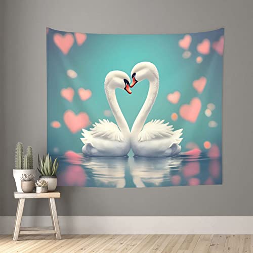 Vacsax Tapestry The Swan In Love Art Print Mural For Bedroom Living Room Dorm Home Decoration 60X51 Inches #TOP1