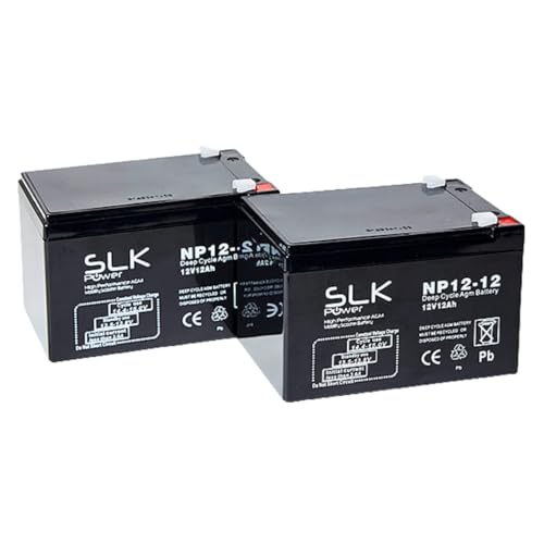 SLK Power Mobility Scooter AGM Battery Pair of 2 x 12v 12ah Reliable And long Lasting Replacement Batteries For Electric Scooters And Wheelchairs