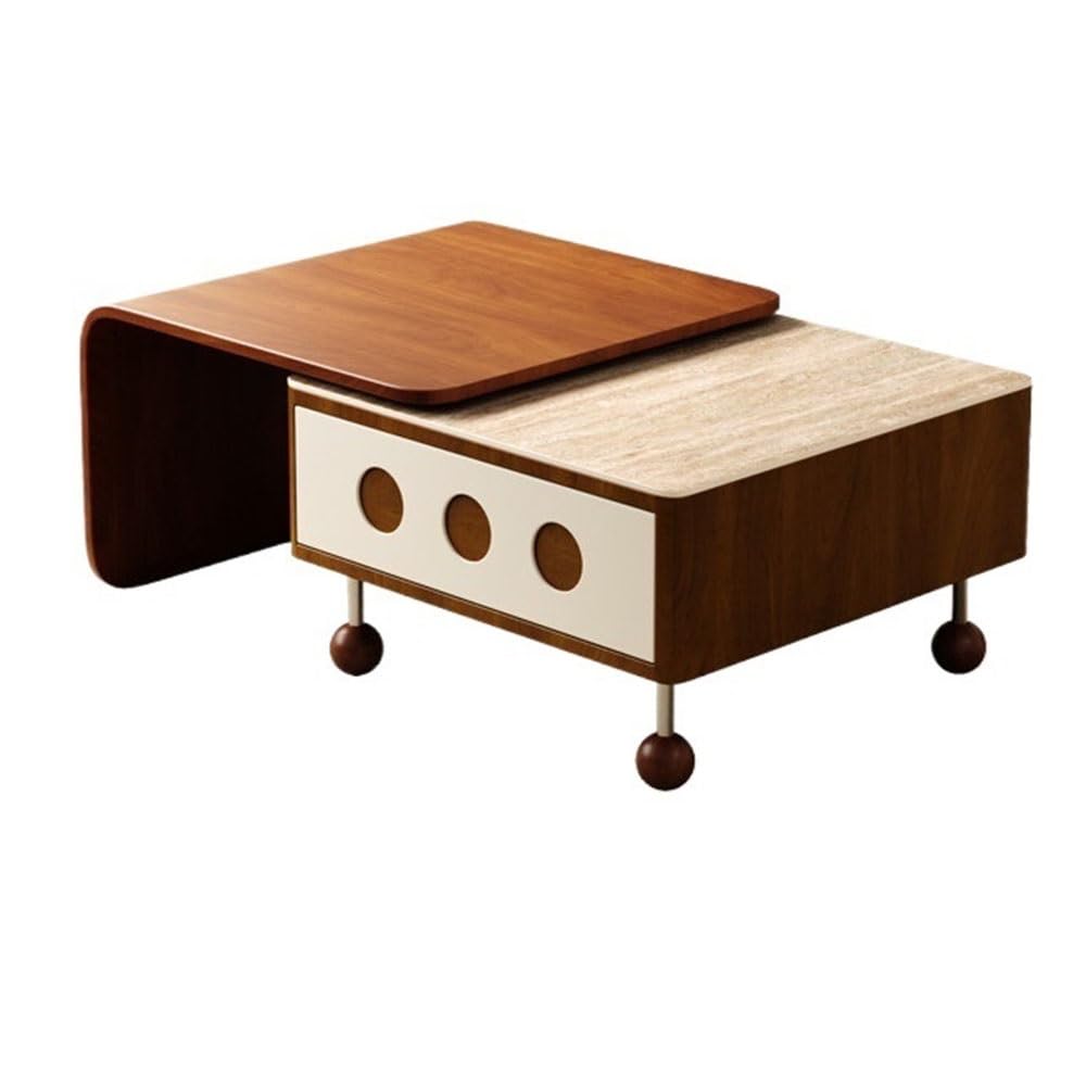 ZTHYSHOZ Side Table Modular Wooden Coffee Table with Storage 2-Piece Open Shelf Living Room