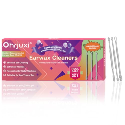 Ohrjuxi Ear Wax Removal Tool - 201 PCS Reusable Ear Cleaners Professional-Grade TPE Effective & Gentle Ear Cleaning Kit Clogged & Itch Ear Relief - Suitable for All Types of Ears(3 Styles)