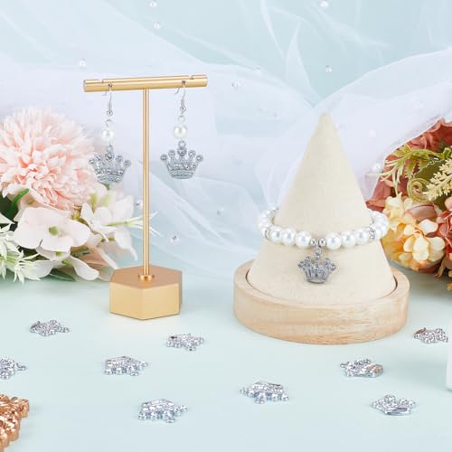 SUNNYCLUE 1 Box 40Pcs Crown Charms Silver Tiara Charm Bulk Vintage Alloy Rhinestone Mini Princess Queen Crown Charms for Jewellery Making Charms Earrings Bracelet Necklace DIY Crafts Valentine's Gifts - Image 4