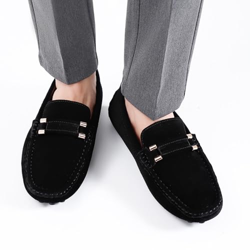 Men’s Suede Leather Dress Loafers Nubuck Hand-Welted, Memory Foam - Lightweight with Driving-Spec Rubber Sole & for Daily Commute & Outdoor3