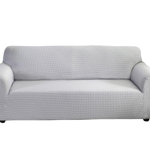 Housse de canapé 2 places extensible gris clair en polyester doux pour salon - 2