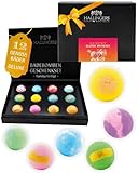 Hallingers Genuss Manufaktur Badebomben Geschenk-Set - 12x Badekugeln Bath Bombs in edler Geschenkbox, Frauen Badeperlen-Wellness & Spa "Luxury Bath Bombs - ...", Geschenkidee für sie & ihn