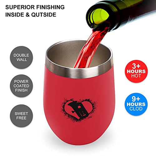 Mighun Tuba Wine Tumbler With Lid Tuba Silhouette Black Heart Vacuum Coffee Tumbler Stainless Steel Coffee Cup For Cold & Hot Drinks Wine Coffee Cocktails Beer 12 Oz #TOP3