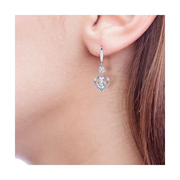 Heart Engraved Moissanite Earrings - 'I LOVE YOU' Gift for Wife or Girlfriend, Anniversary or Birthday Present - Image 3