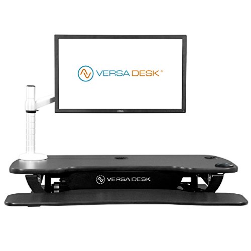 VERSADESK Omniview Single Monitor Arm - Black, Universal mounting Bracket, Aluminum Alloy Frame, Integrated Cable Management, 360 Degree Rotation Range, 180 Degree Swivel Range - Thumbnail 7