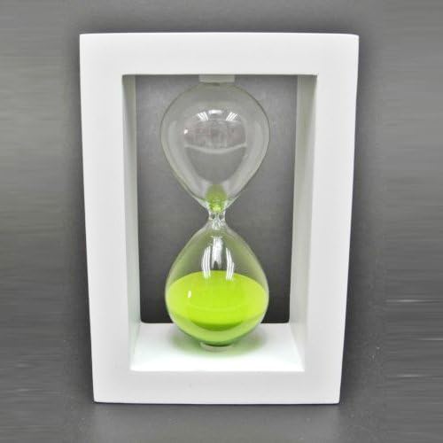 VStoy Wooden Frame Hourglass Sand Timer Black Frame Blue Sand … (White Frame Green 30 Minutes)