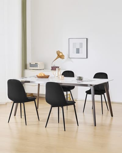 Lestarain Set Di 4 Sedia Da Pranzo In Velluto, Sedie Sala Da Pranzo Con Schienale, Sedia Ergonomica Con Gambe Metalliche, Seduta Imbottita, Nero LCNI109004-4 - 2