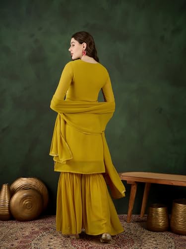 Image of SheWill Kurta Set for Women - Maroon Velvet Zari Sequence Cording Embroidered Kurta with Pant and Cutwork Organza Dupatta