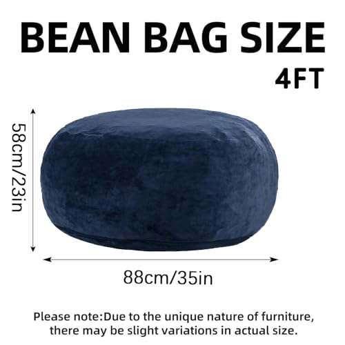 Image of 3FT,Bean Bag Chair,Bean Bag with Filler Included,Memory Foam Bean Bag,Comfortable and Soft Plush Bean Bags,Living Room Furniture for bedrooms, Dorm Games Reading Lounge Chairs(Blue, 3 Foot)