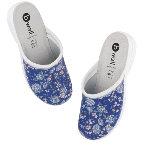 B-well Zuecos Sanitarios Aerial Lady/Man para Mujer y Hombre, Chanclas Sanitarias de Hospital, Zapatos Antibacterianos, Midnight Blossoms, Tallas 35-46, 38 EU